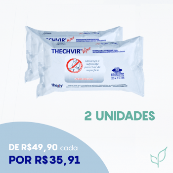 Thechvir Wipes 80 Lenços - 2 UNIDADES