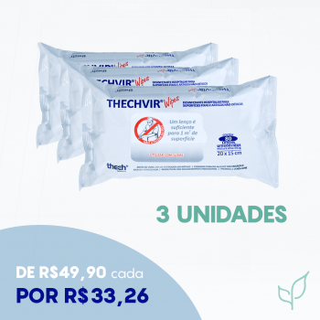Thechvir Wipes 80 Lenços - 3 UNIDADES
