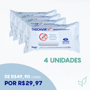 Thechvir Wipes 80 Lenços - 4 UNIDADES